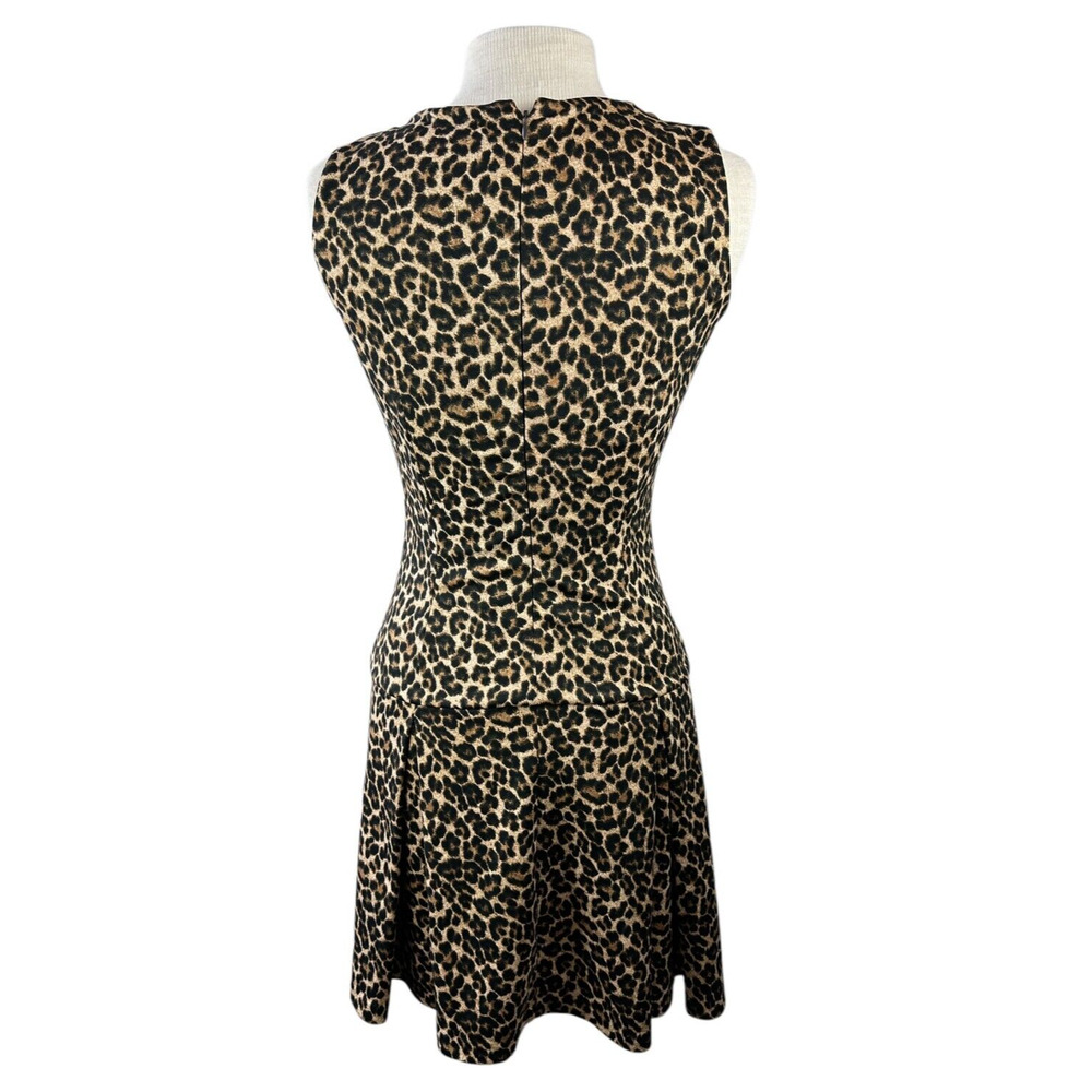 Michael Kors Leopard Print Dress Sleeveless Pleated Skirt Zipper Shoulder Size 2 - Picture 14 of 16